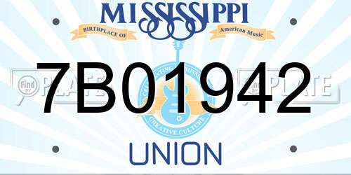7B01942 Mississippi License Plate