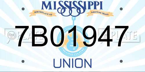 7B01947 Mississippi License Plate