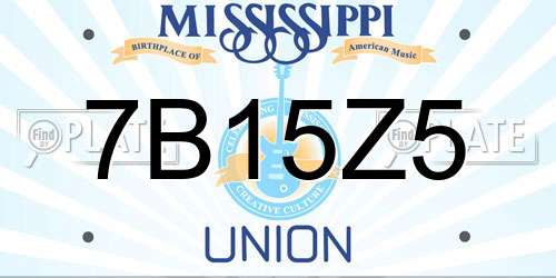 7B15Z5 Mississippi License Plate