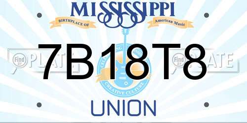 7B18T8 Mississippi License Plate