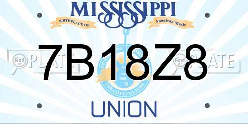 7B18Z8 Mississippi License Plate