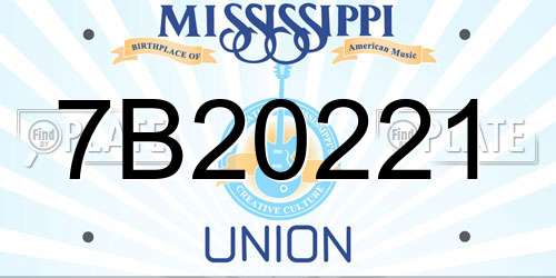 7B20221 Mississippi License Plate