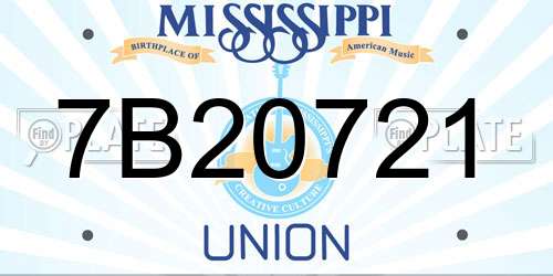7B20721 Mississippi License Plate