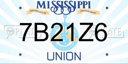7B21Z6 Mississippi License Plate