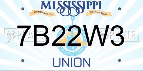 7B22W3 Mississippi License Plate