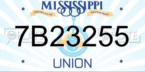 7B23255 Mississippi License Plate