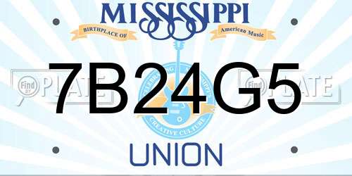 7B24G5 Mississippi License Plate