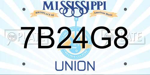 7B24G8 Mississippi License Plate