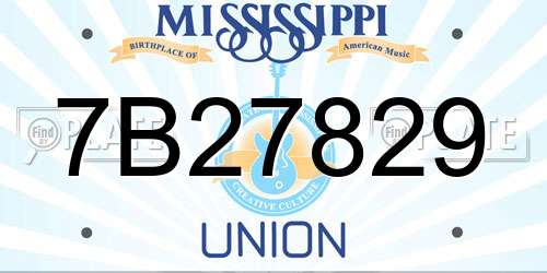 7B27829 Mississippi License Plate