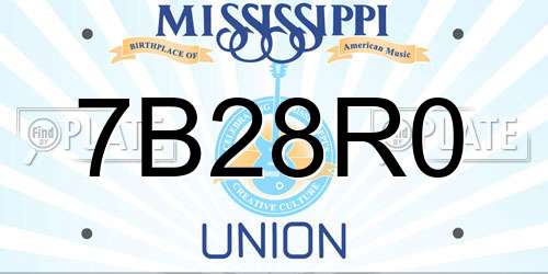 7B28R0 Mississippi License Plate