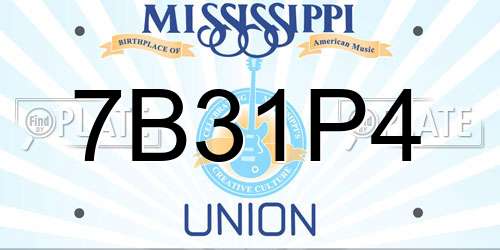 7B31P4 Mississippi License Plate