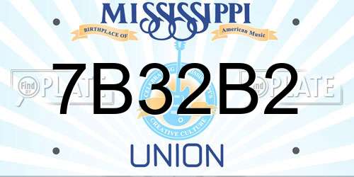 7B32B2 Mississippi License Plate