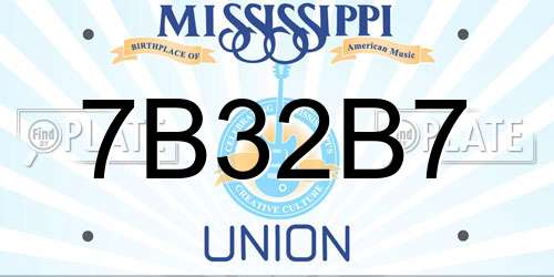 7B32B7 Mississippi License Plate