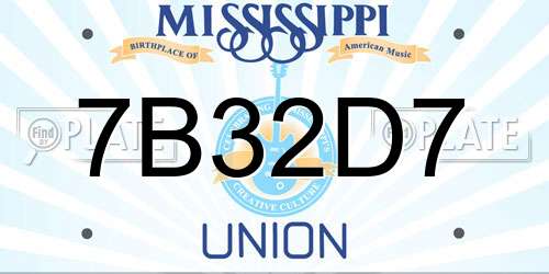 7B32D7 Mississippi License Plate
