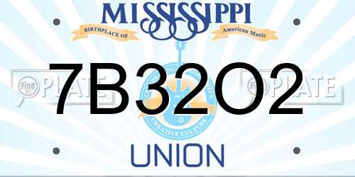 7B32O2 Mississippi License Plate