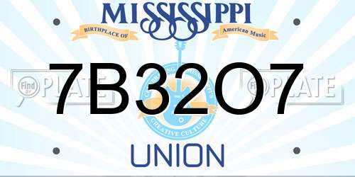 7B32O7 Mississippi License Plate