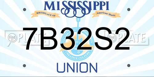 7B32S2 Mississippi License Plate