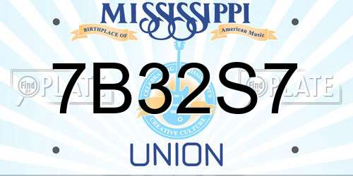 7B32S7 Mississippi License Plate