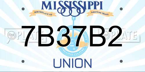 7B37B2 Mississippi License Plate