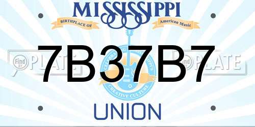 7B37B7 Mississippi License Plate