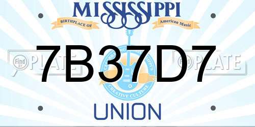 7B37D7 Mississippi License Plate