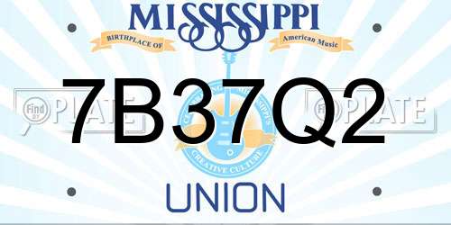 7B37Q2 Mississippi License Plate