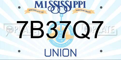 7B37Q7 Mississippi License Plate