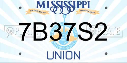 7B37S2 Mississippi License Plate