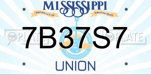 7B37S7 Mississippi License Plate