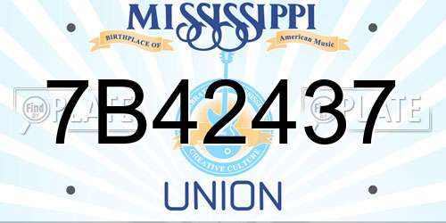 7B42437 Mississippi License Plate