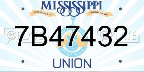 7B47432 Mississippi License Plate