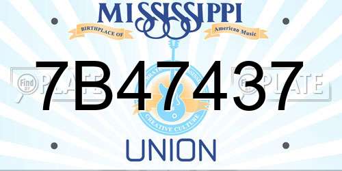 7B47437 Mississippi License Plate
