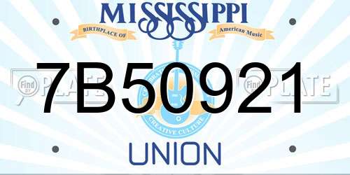 7B50921 Mississippi License Plate