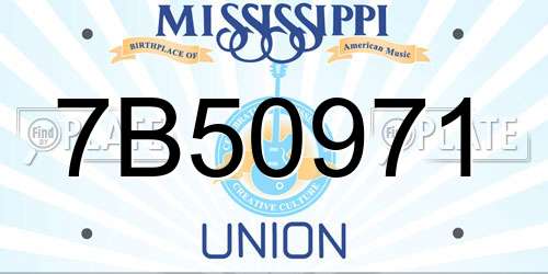 7B50971 Mississippi License Plate