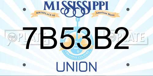 7B53B2 Mississippi License Plate