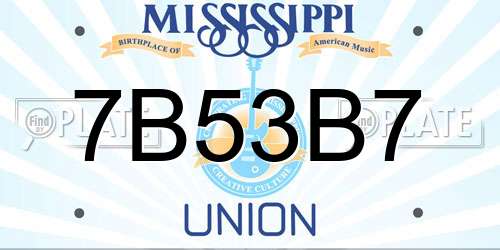 7B53B7 Mississippi License Plate