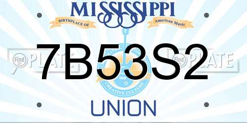 7B53S2 Mississippi License Plate