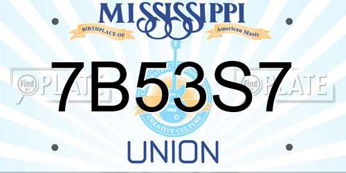 7B53S7 Mississippi License Plate