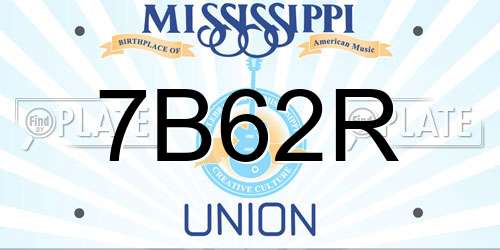 7B62R Mississippi License Plate