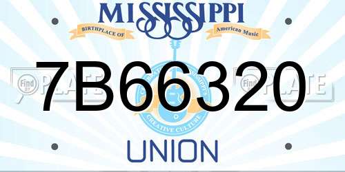7B66320 Mississippi License Plate