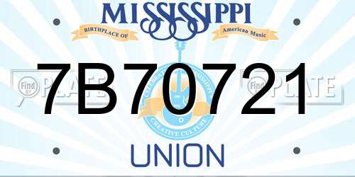 7B70721 Mississippi License Plate