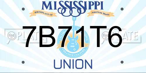 7B71T6 Mississippi License Plate