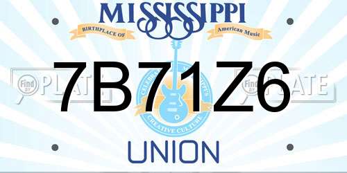 7B71Z6 Mississippi License Plate