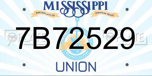 7B72529 Mississippi License Plate
