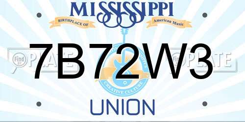 7B72W3 Mississippi License Plate