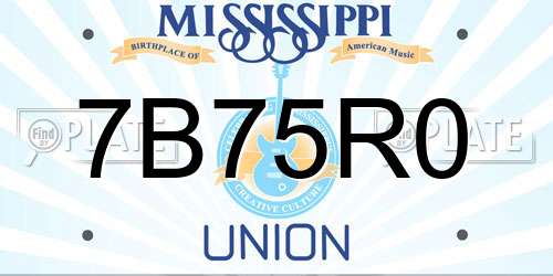 7B75R0 Mississippi License Plate