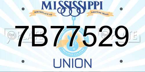 7B77529 Mississippi License Plate