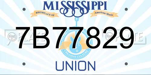 7B77829 Mississippi License Plate