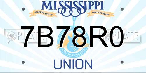 7B78R0 Mississippi License Plate