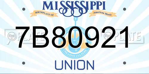 7B80921 Mississippi License Plate